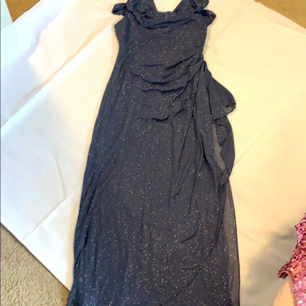 Shimmery blue grey evening dress